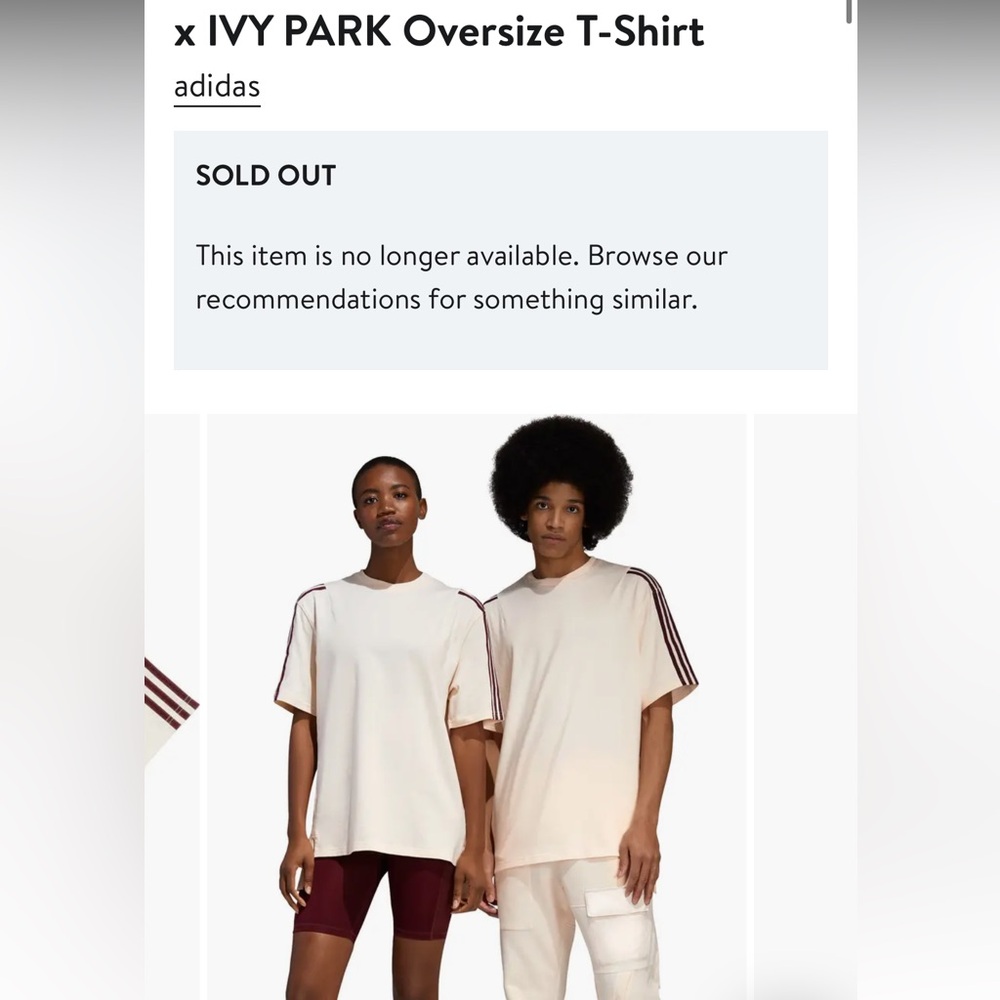 IVY PARK x Adidas Oversize T-Shirt in Cream with Maroon Stripes